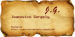 Joanovics Gergely névjegykártya